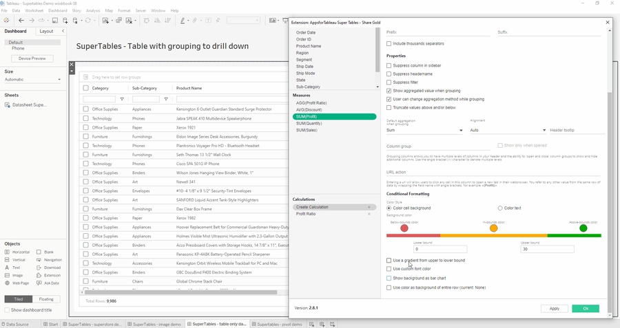 SuperTables Bar Chart