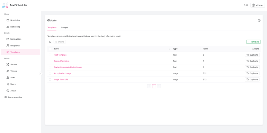 MailScheduler - templates and images
